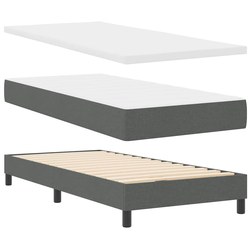 Letto a molle con testiera Grigio scuro 90 x 200 cm Tessuto | homemem39