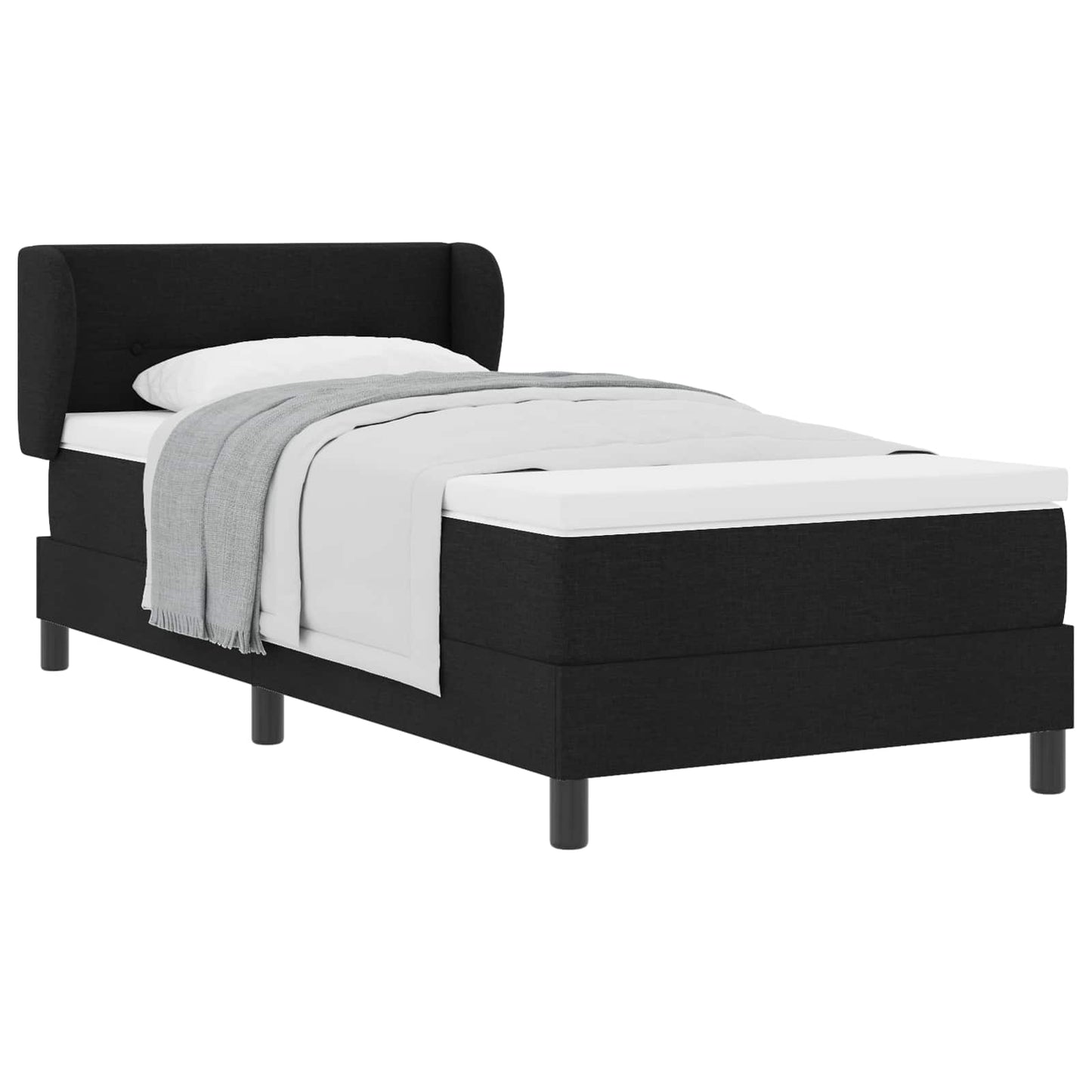 Letto a molle con testiera Nero 90 x 200 cm Tessuto | homemem39