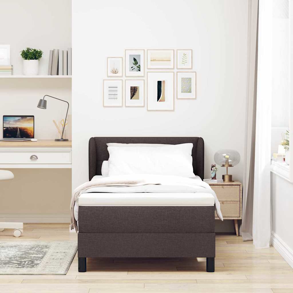 Letto a molle con testiera Marrone Scuro 90 x 200 cm Tessuto | homemem39