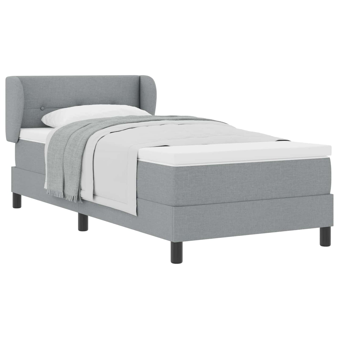 Letto a molle con materasso Grigio chiaro 100 x 200 cm Tessuto