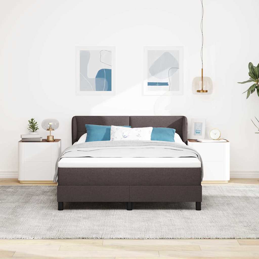 Letto a molle con testiera Marrone Scuro 140 x 190 cm Tessuto | homemem39