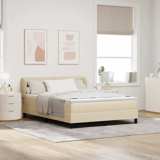Letto a molle con testiera Crema 140 x 200 cm Tessuto | homemem39