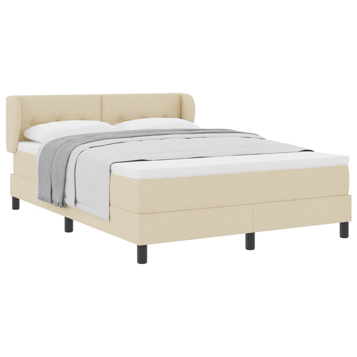 Letto a molle con testiera Crema 140 x 200 cm Tessuto | homemem39