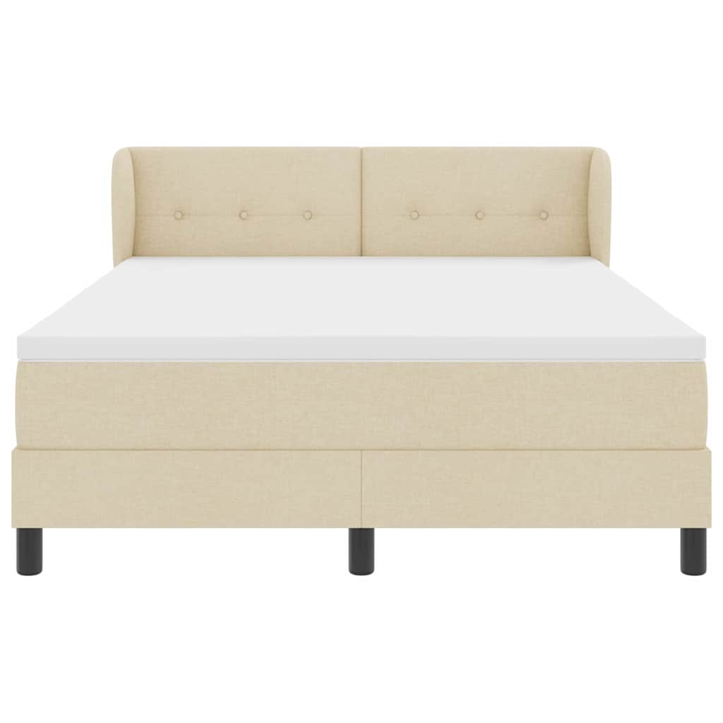 Letto a molle con testiera Crema 140 x 200 cm Tessuto | homemem39