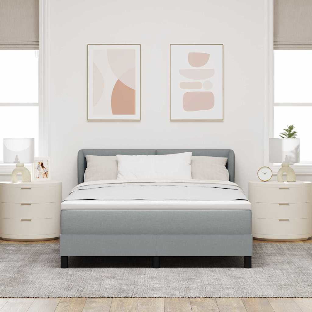 Letto a molle con testiera Grigio chiaro 160 x 200 cm Tessuto | homemem39