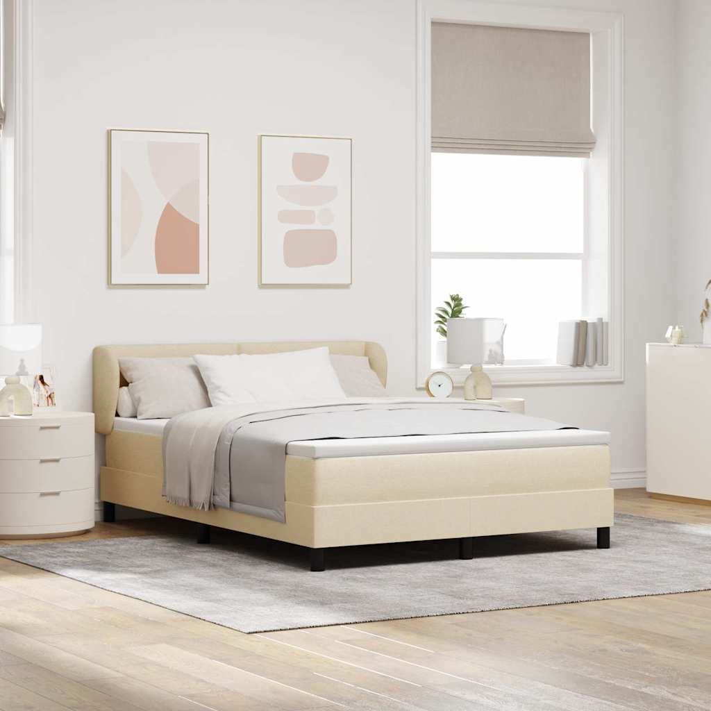 Letto a molle con testiera Crema 160 x 200 cm Tessuto | homemem39