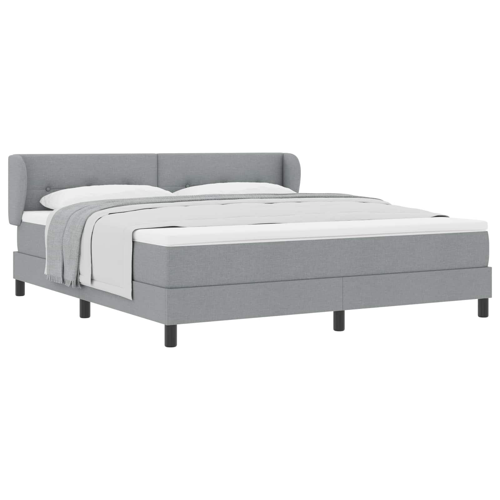 Letto a molle con testiera Grigio chiaro 180 x 200 cm Tessuto | homemem39