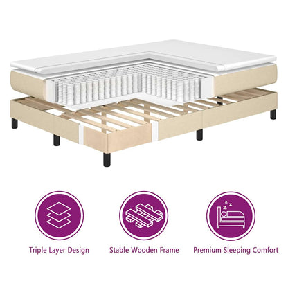 Letto a molle con testiera Crema 180 x 200 cm Tessuto | homemem39