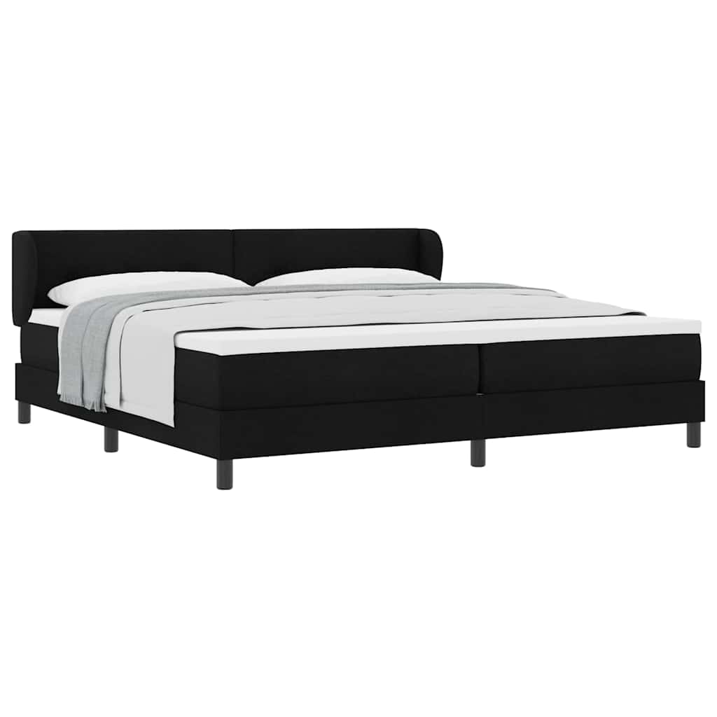 Letto box spring con materasso Nero 200 x 200 cm Tessuto