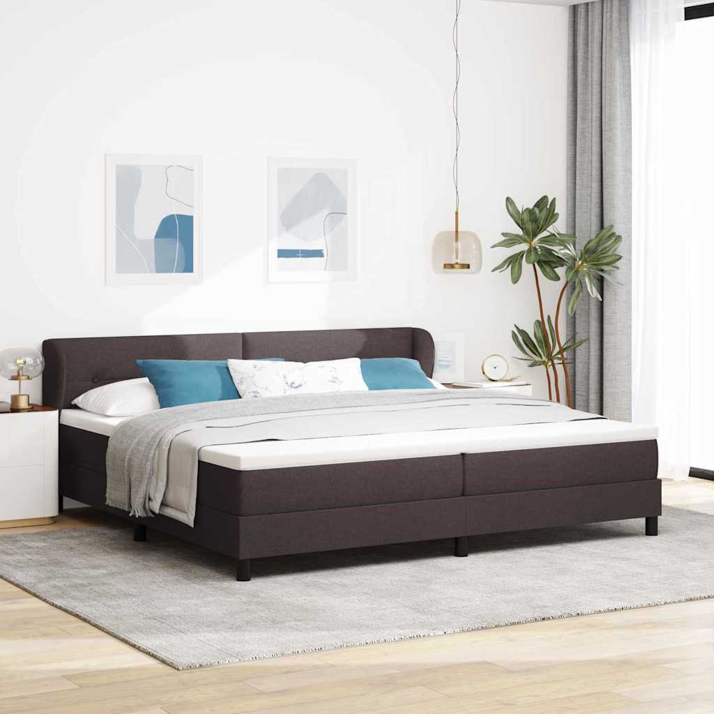 Letto a molle con testiera Marrone Scuro 200 x 200 cm Tessuto | homemem39