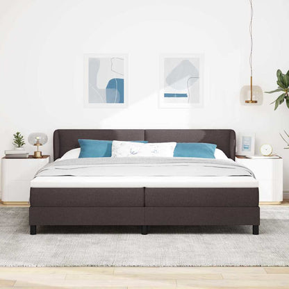Letto a molle con testiera Marrone Scuro 200 x 200 cm Tessuto | homemem39