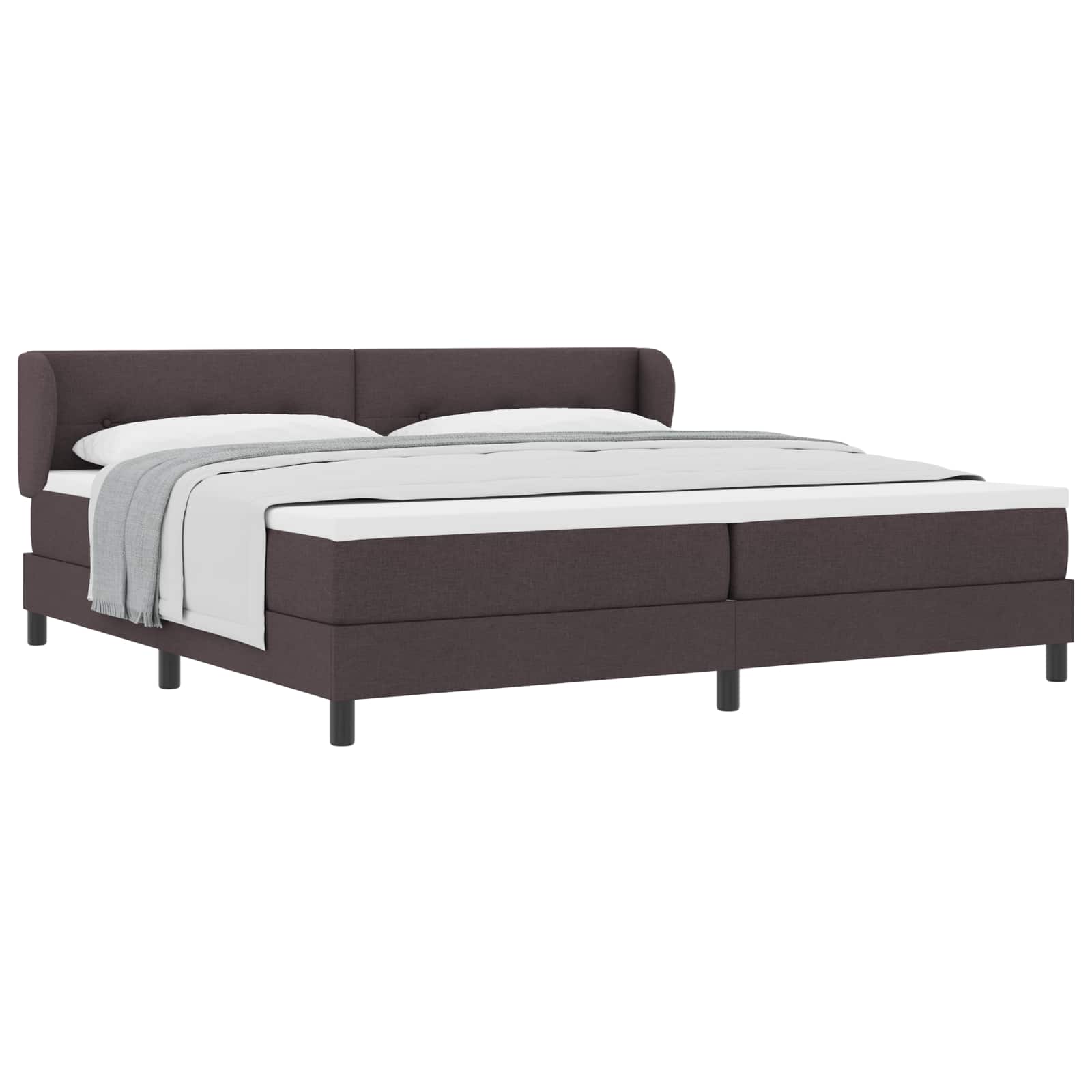 Letto a molle con testiera Marrone Scuro 200 x 200 cm Tessuto | homemem39