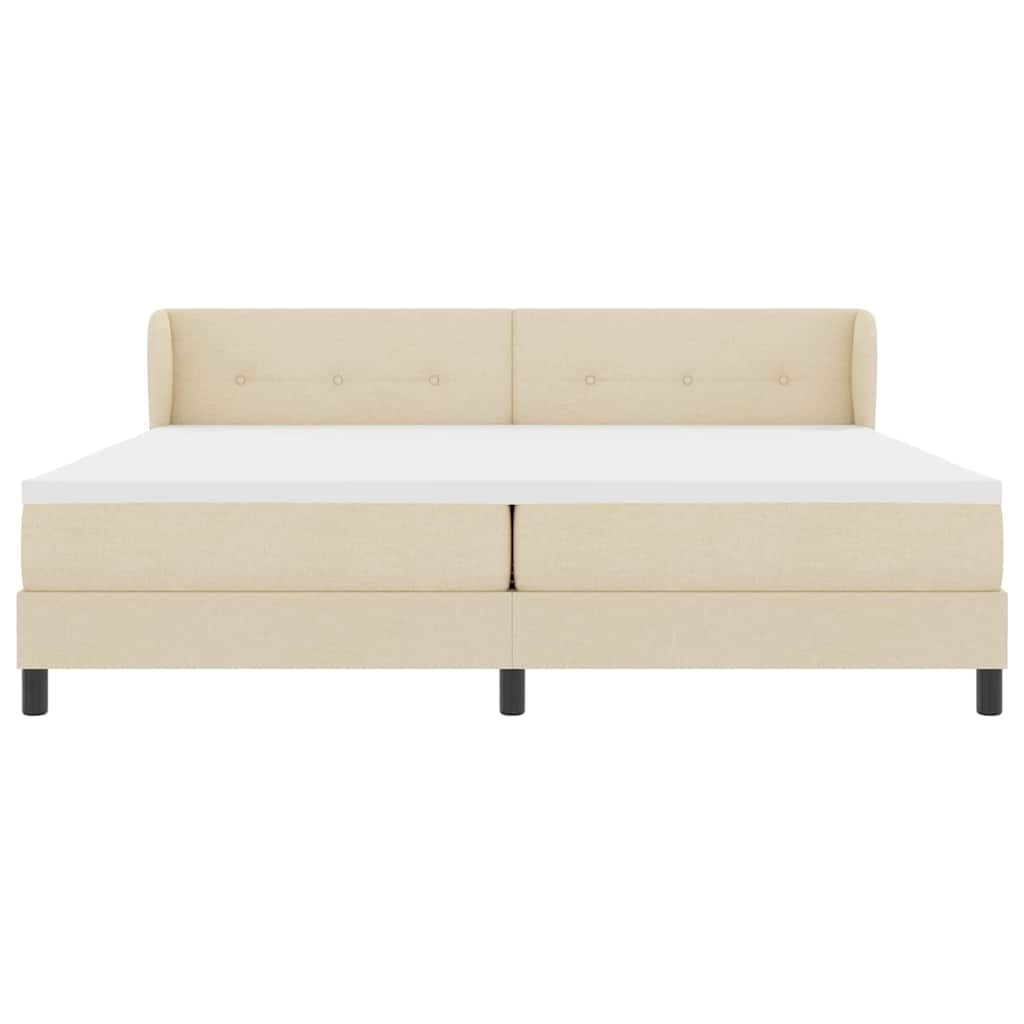 Letto a molle con testiera Crema 200 x 200 cm Tessuto | homemem39
