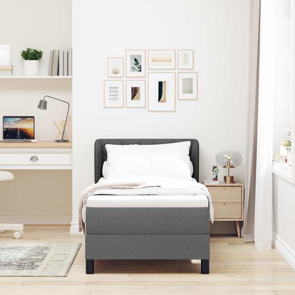Letto a molle con testiera Grigio scuro 80 x 200 cm Tessuto | homemem39