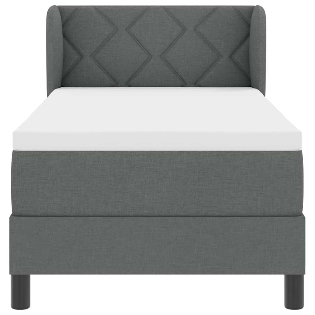 Letto a molle con testiera Grigio scuro 80 x 200 cm Tessuto | homemem39