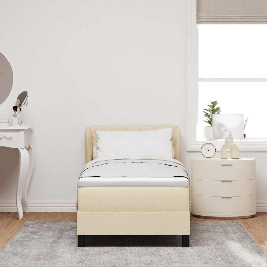 Letto a molle con testiera Crema 80 x 200 cm Tessuto | homemem39