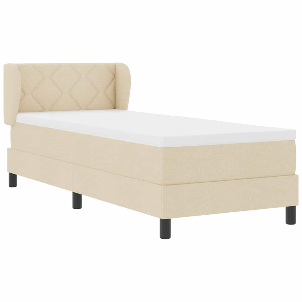 Letto a molle con materasso Crema 80 x 200 cm Tessuto