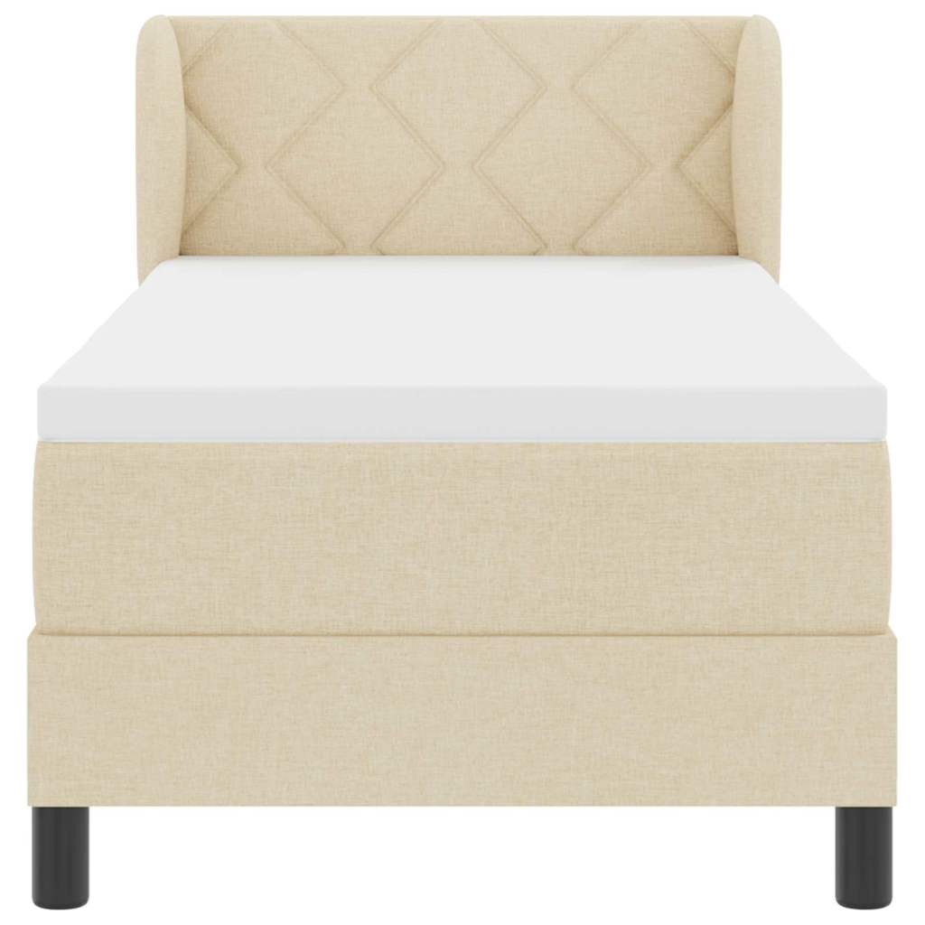 Letto a molle con materasso Crema 80 x 200 cm Tessuto