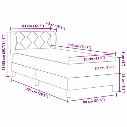 Letto a molle con testiera Crema 80 x 200 cm Tessuto | homemem39