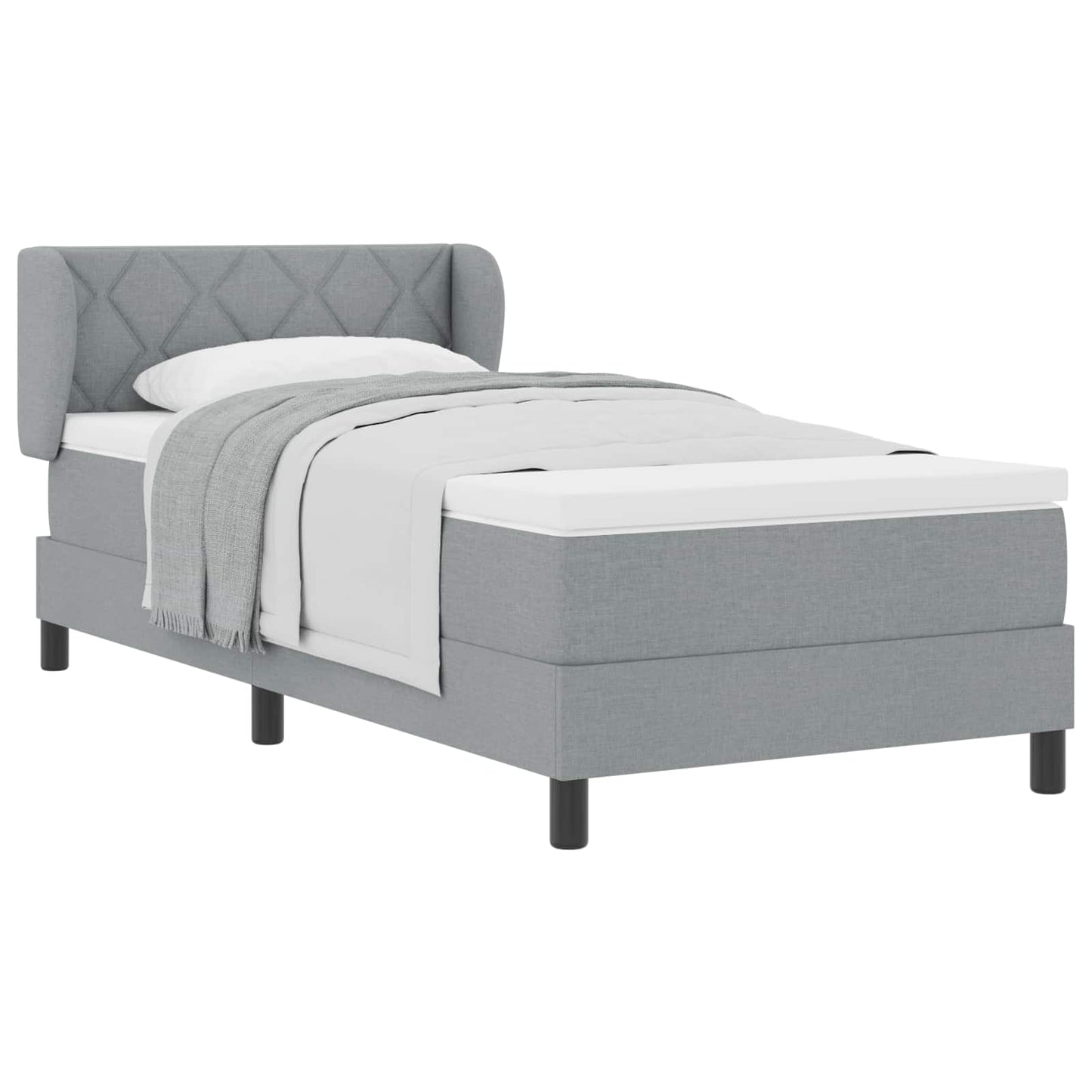 Letto a molle con testiera Grigio chiaro 90 x 190 cm Tessuto | homemem39