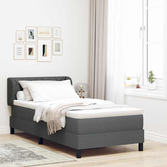 Letto box spring con materasso Grigio scuro 90 x 190 cm Tessuto