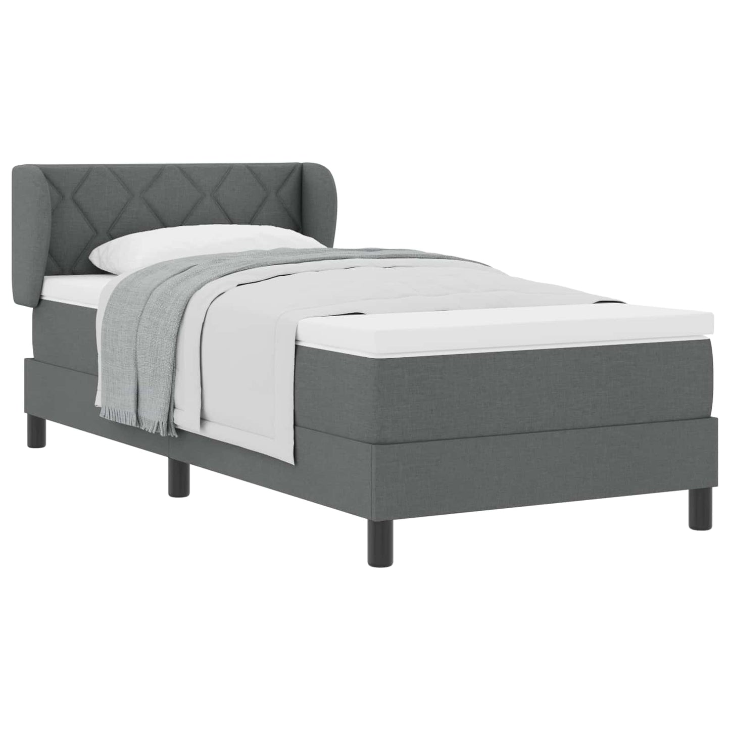 Letto a molle con materasso Grigio scuro 90 x 190 cm Tessuto