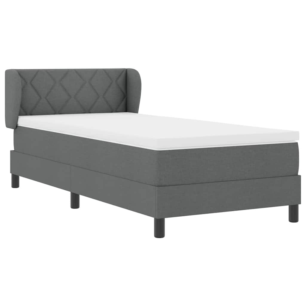 Letto box spring con materasso Grigio scuro 90 x 190 cm Tessuto