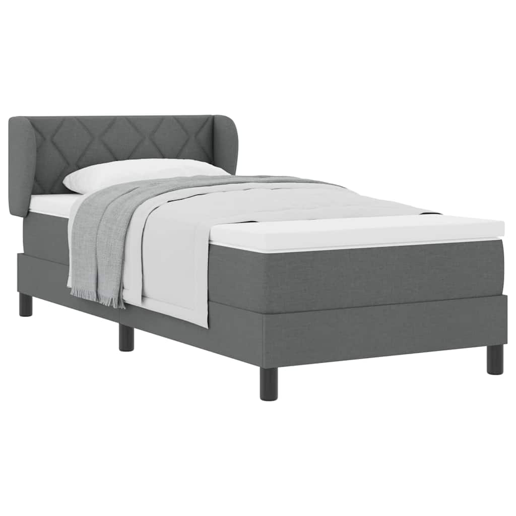 Letto box spring con materasso Grigio scuro 90 x 190 cm Tessuto