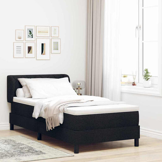 Letto box spring con materasso Nero 90 x 190 cm Tessuto