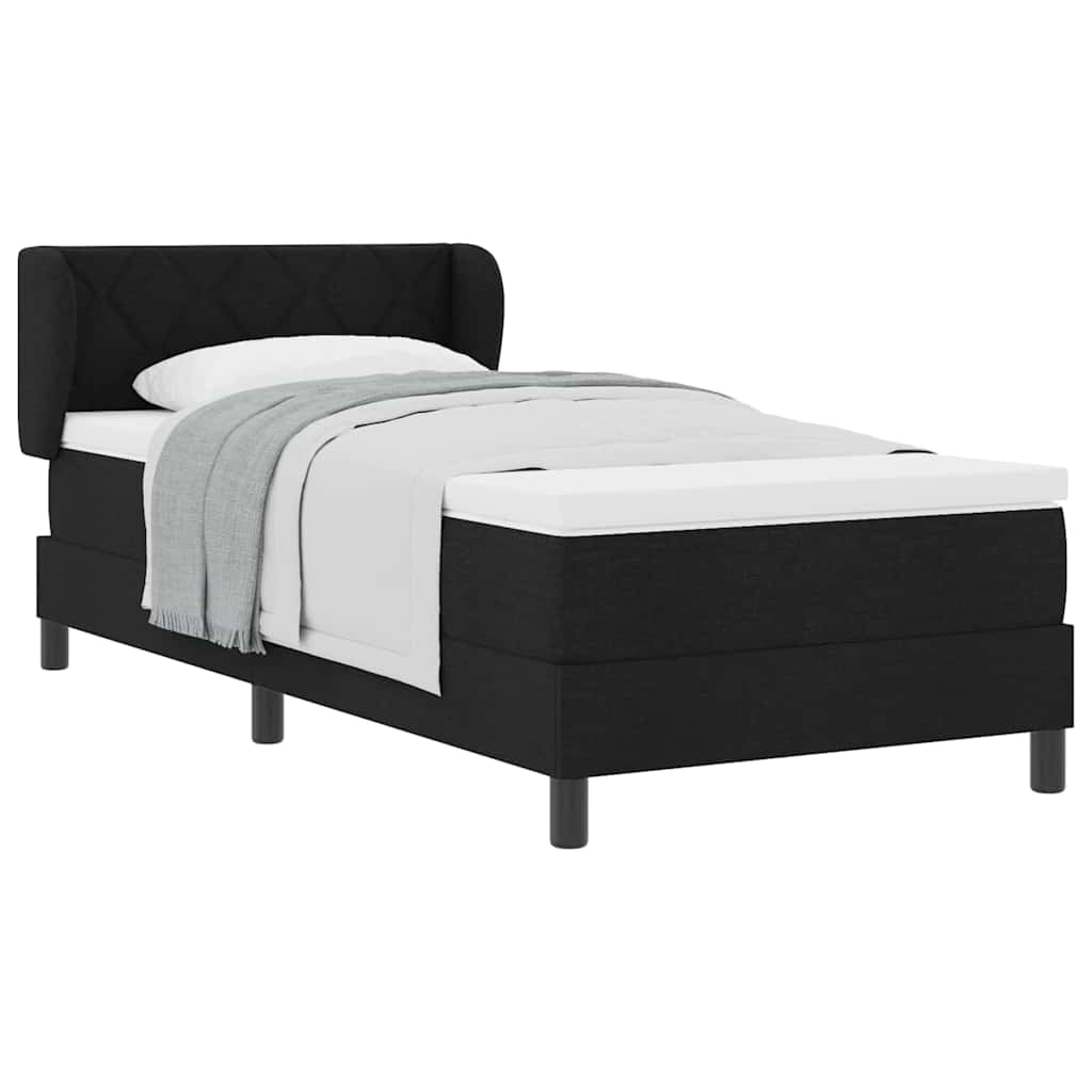 Letto box spring con materasso Nero 90 x 190 cm Tessuto