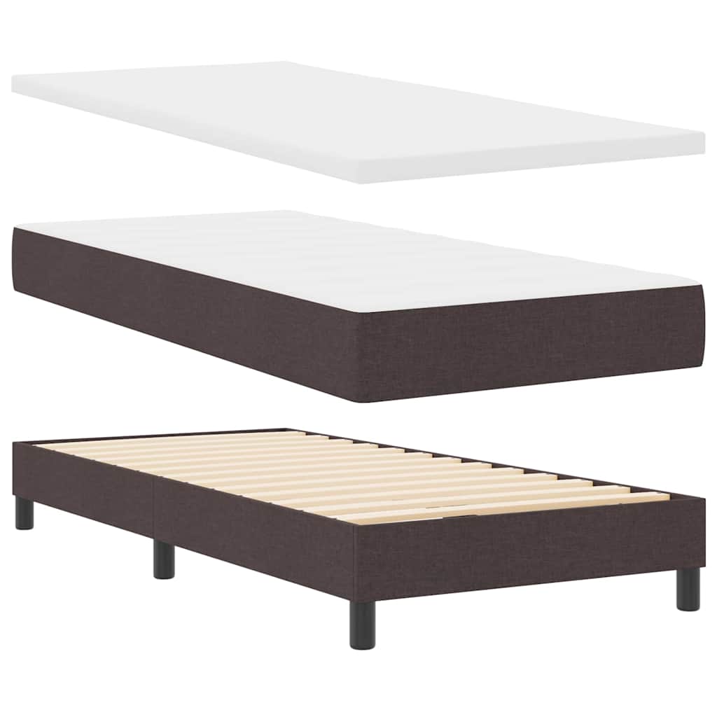 Letto box spring con materasso Marrone scuro 90 x 190 cm