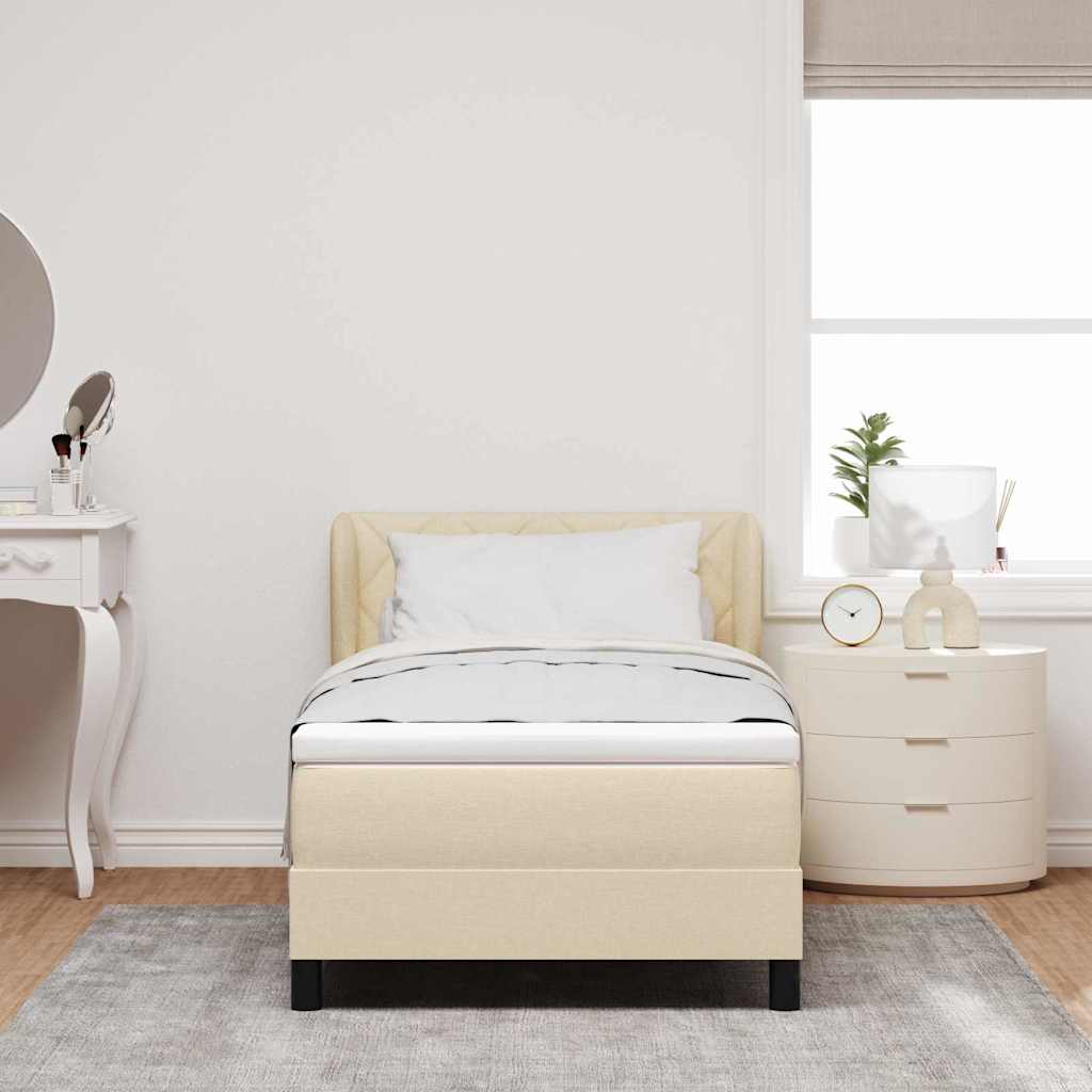 Letto box spring con materasso Crema 90 x 190 cm Tessuto