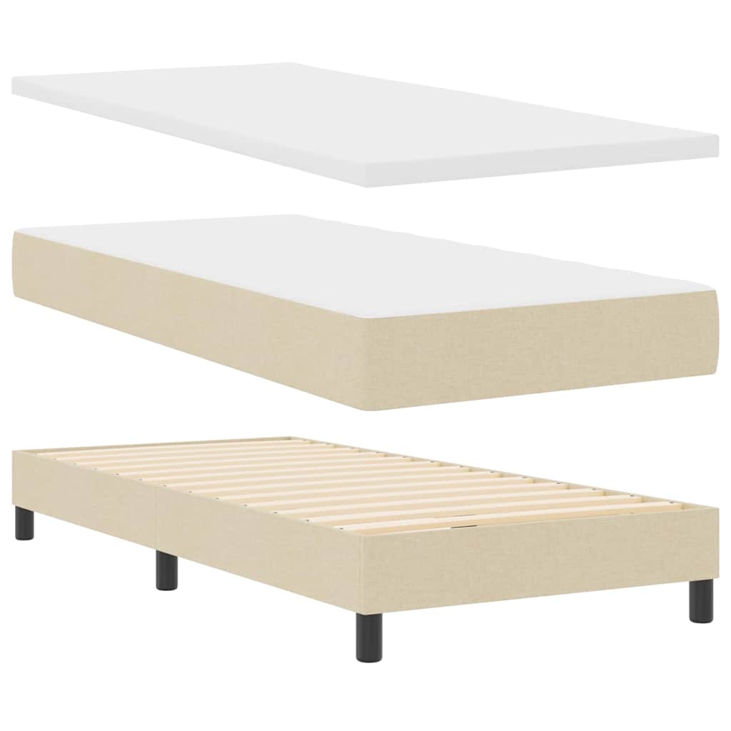 Letto box spring con materasso Crema 90 x 190 cm Tessuto