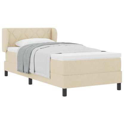 Letto box spring con materasso Crema 90 x 190 cm Tessuto
