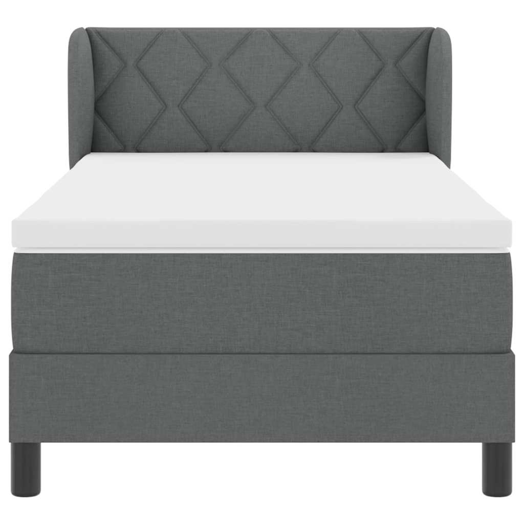Letto a molle con testiera Grigio scuro 90 x 200 cm Tessuto | homemem39