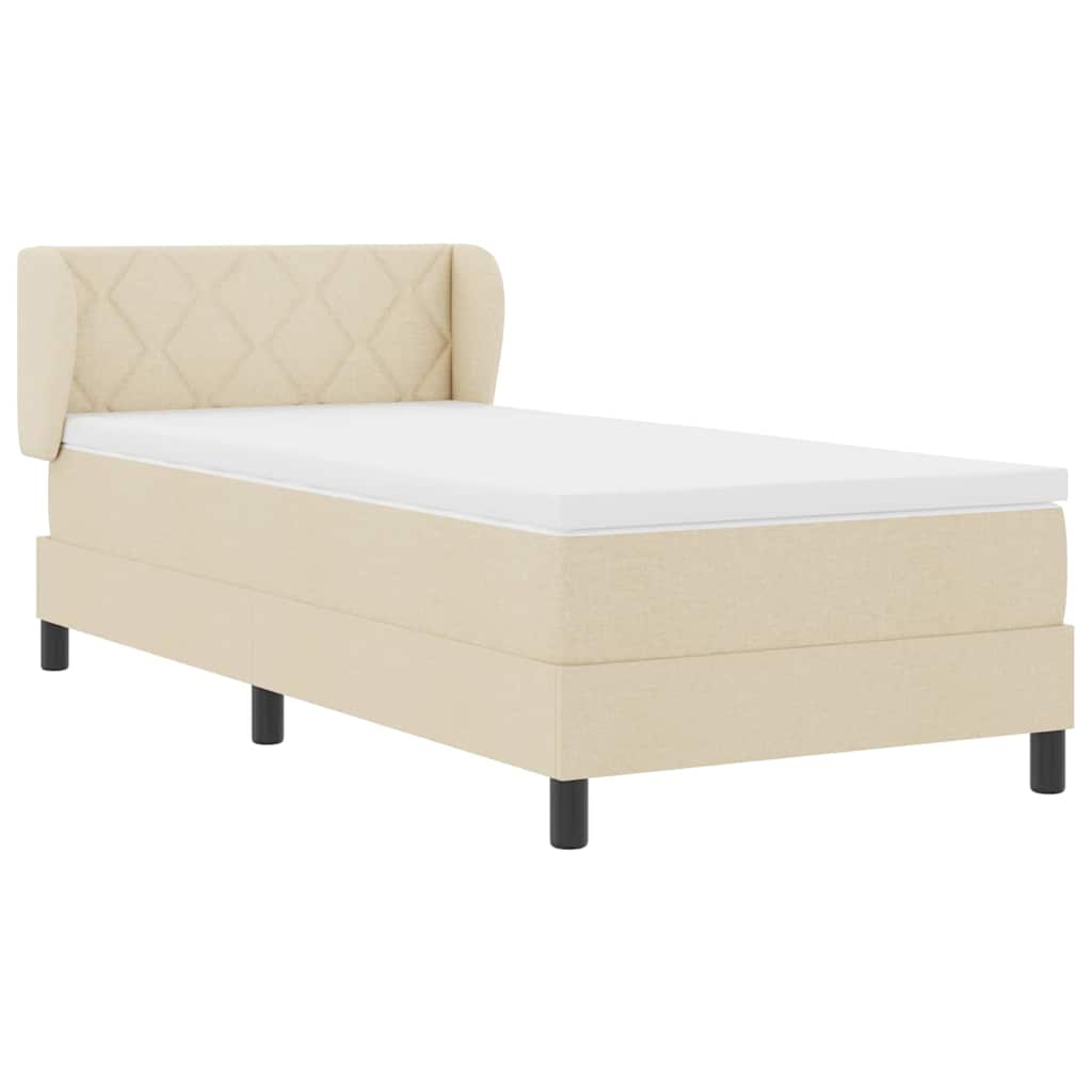 Letto a molle con materasso Crema 90 x 200 cm Tessuto