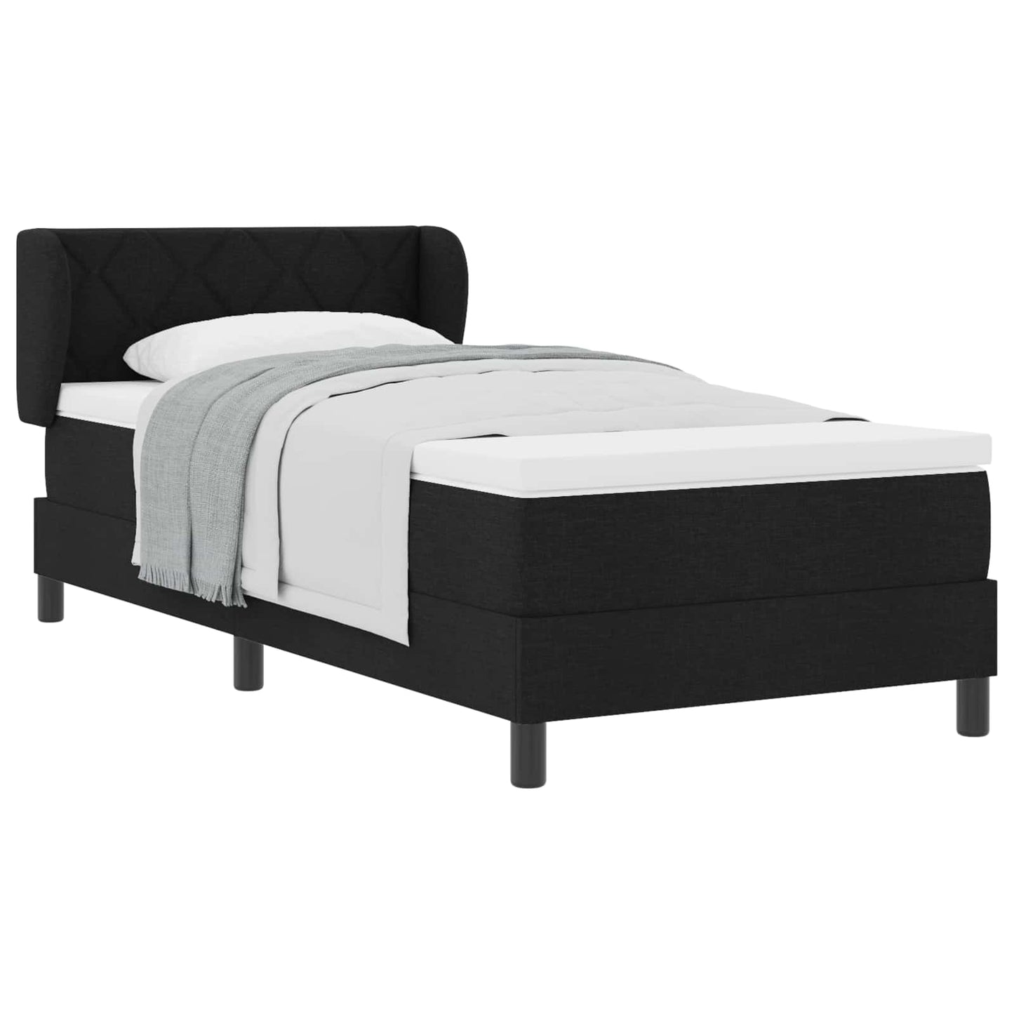 Letto a molle con testiera Nero 100 x 200 cm Tessuto | homemem39
