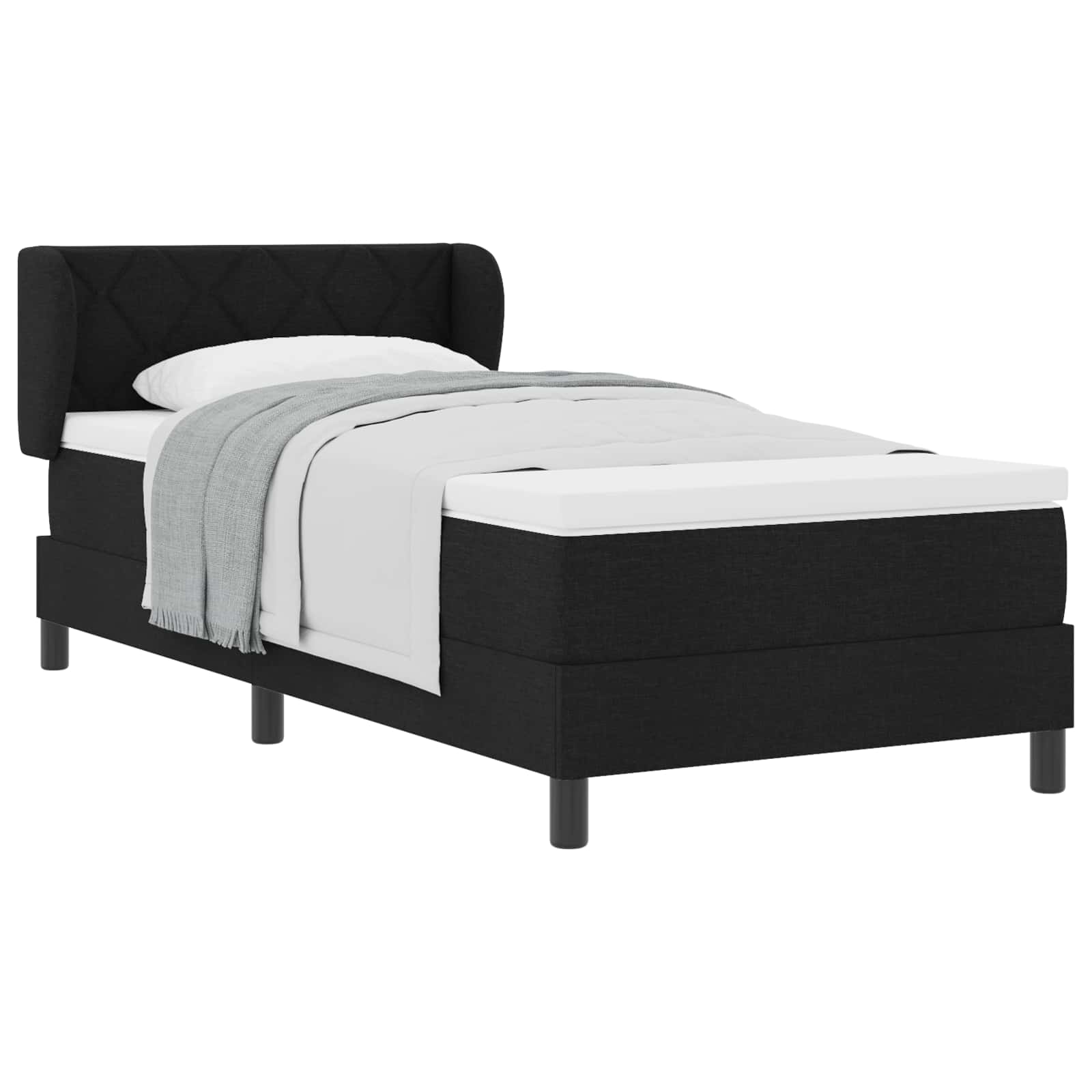 Letto a molle con testiera Nero 100 x 200 cm Tessuto | homemem39