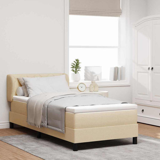 Letto box spring con materasso Crema 100 x 200 cm Tessuto