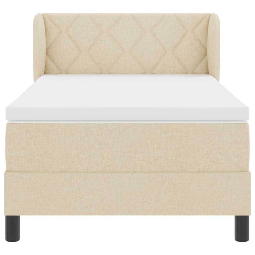 Letto a molle con materasso Crema 100 x 200 cm Tessuto