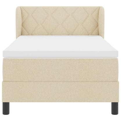 Letto a molle con materasso Crema 100 x 200 cm Tessuto