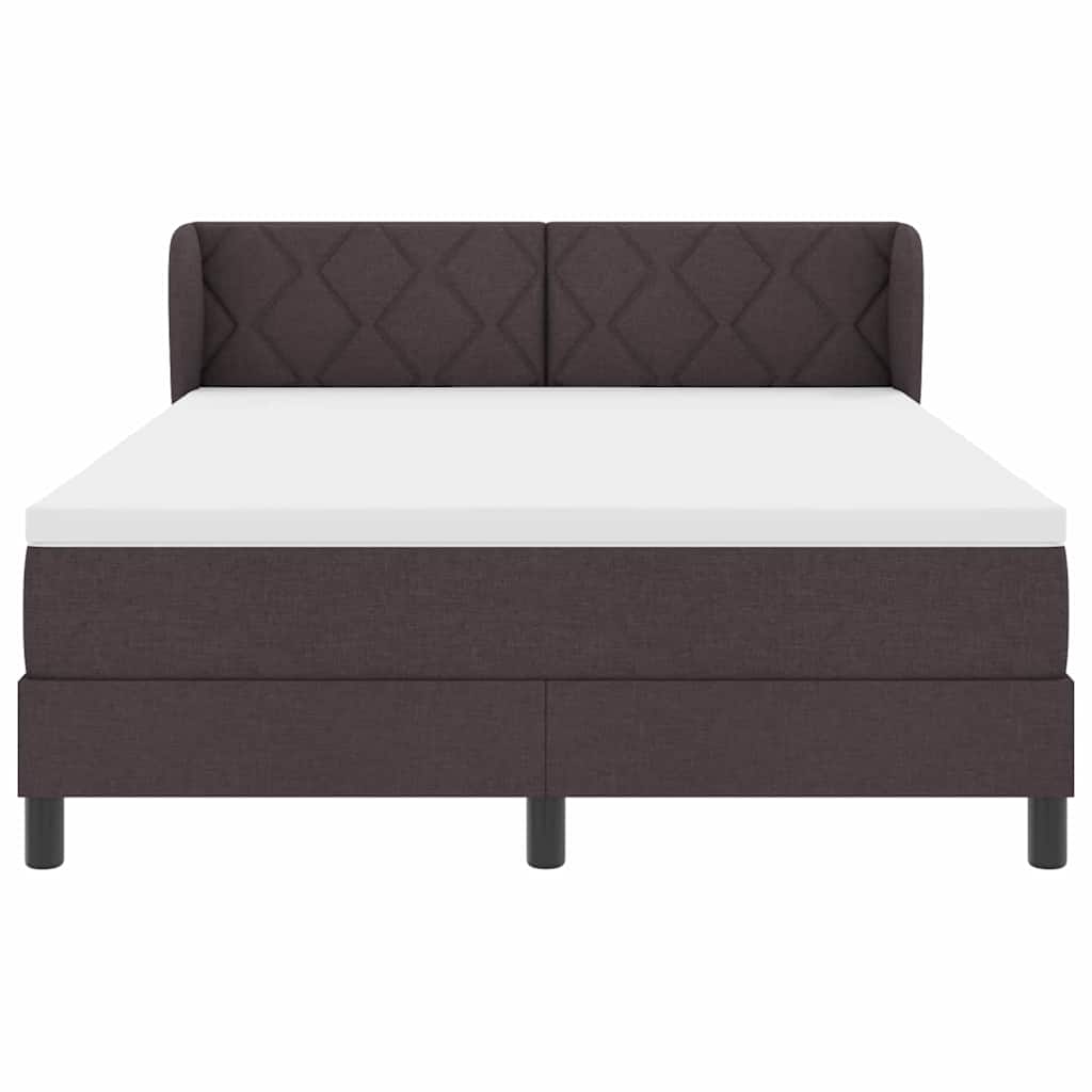 Letto a molle con materasso Marrone Scuro 140 x 200 cm Tessuto