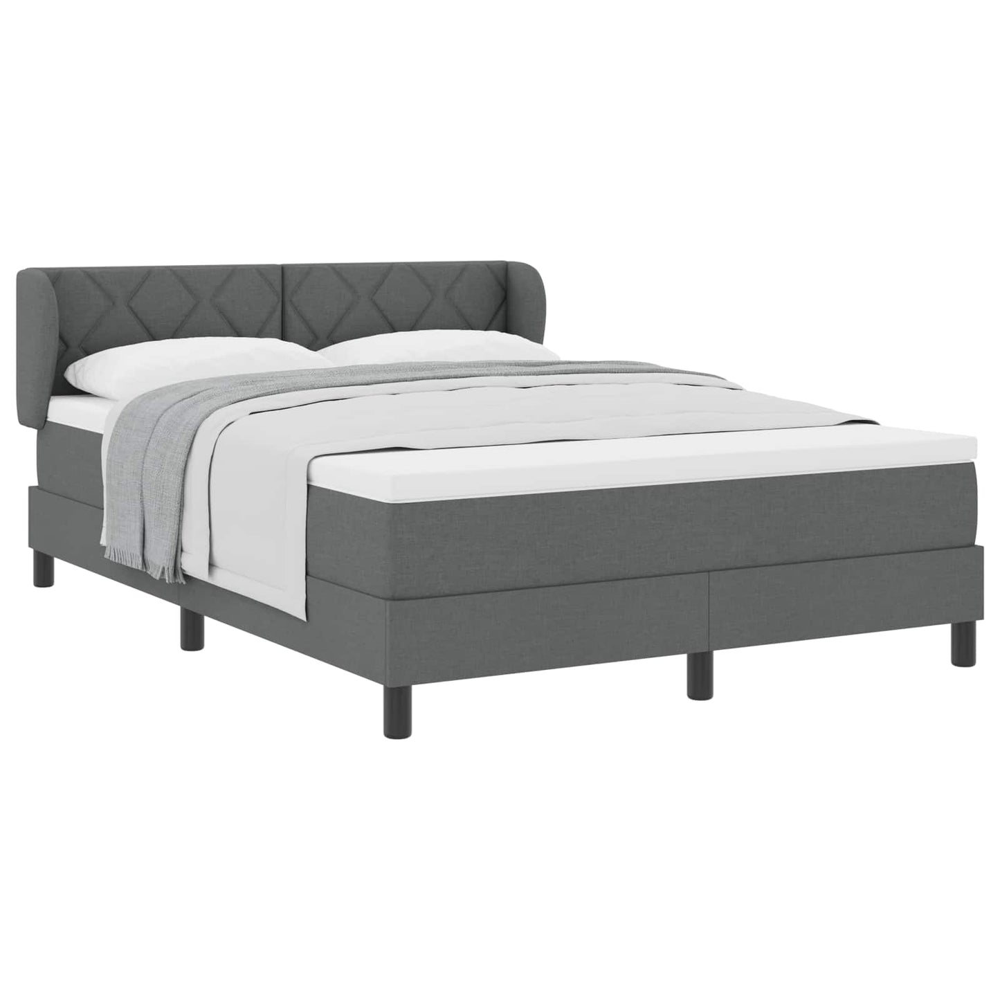 Letto a molle con materasso Grigio scuro 160 x 200 cm Tessuto