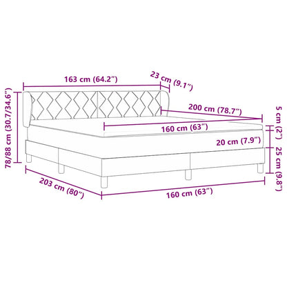 Letto a molle con testiera Grigio scuro 160 x 200 cm Tessuto | homemem39