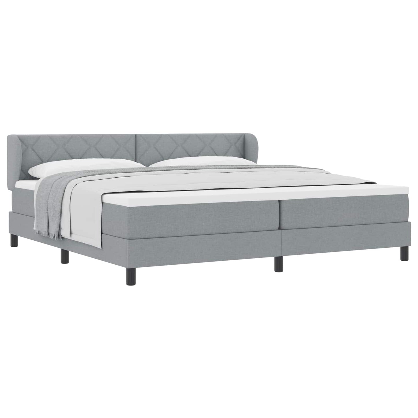 Letto a molle con testiera Grigio chiaro 200 x 200 cm Tessuto | homemem39