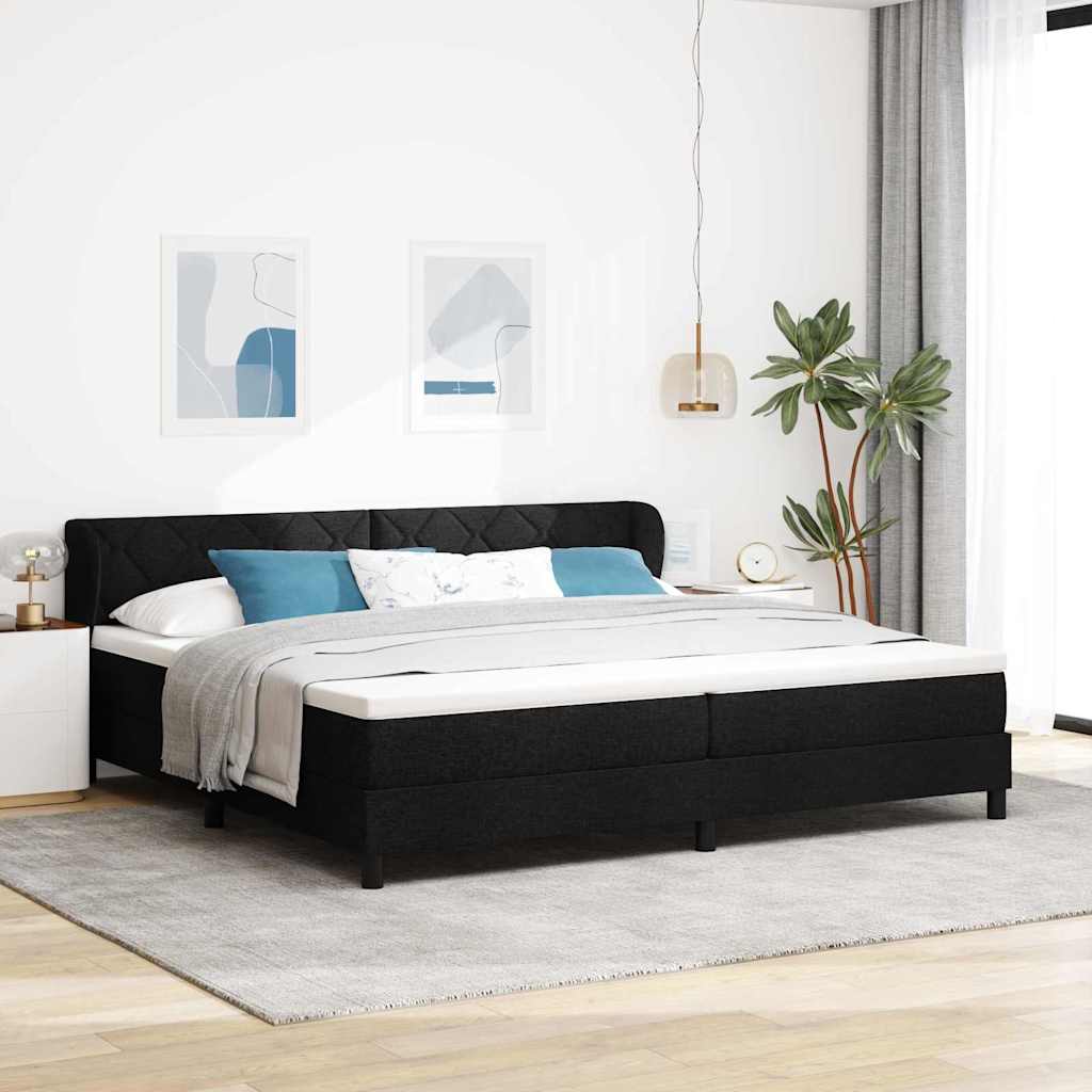 Letto a molle con testiera Nero 200 x 200 cm Tessuto | homemem39