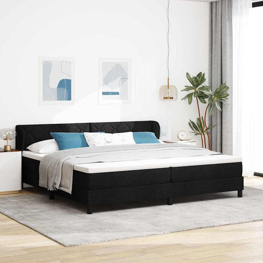 Letto a molle con testiera Nero 200 x 200 cm Tessuto | homemem39