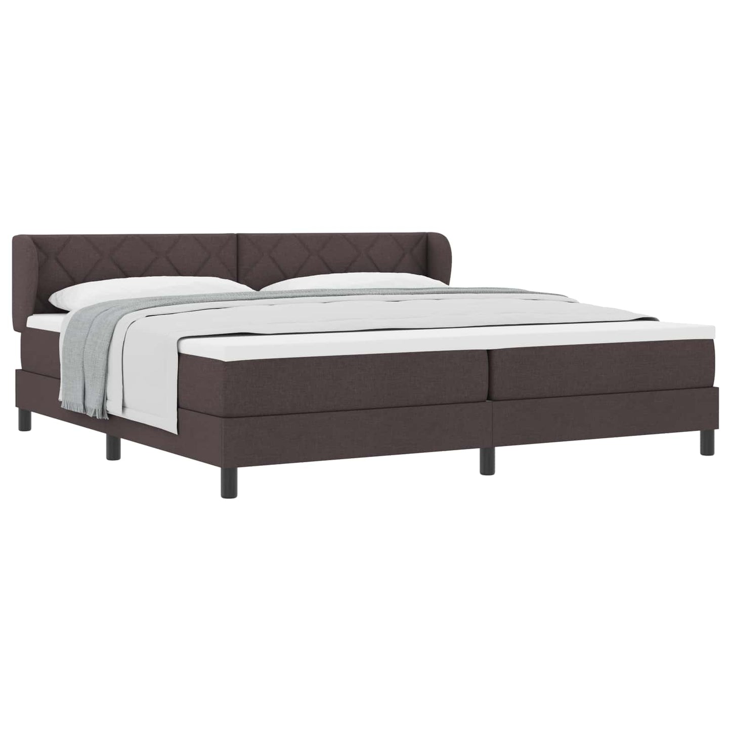 Letto a molle con testiera Marrone Scuro 200 x 200 cm Tessuto | homemem39