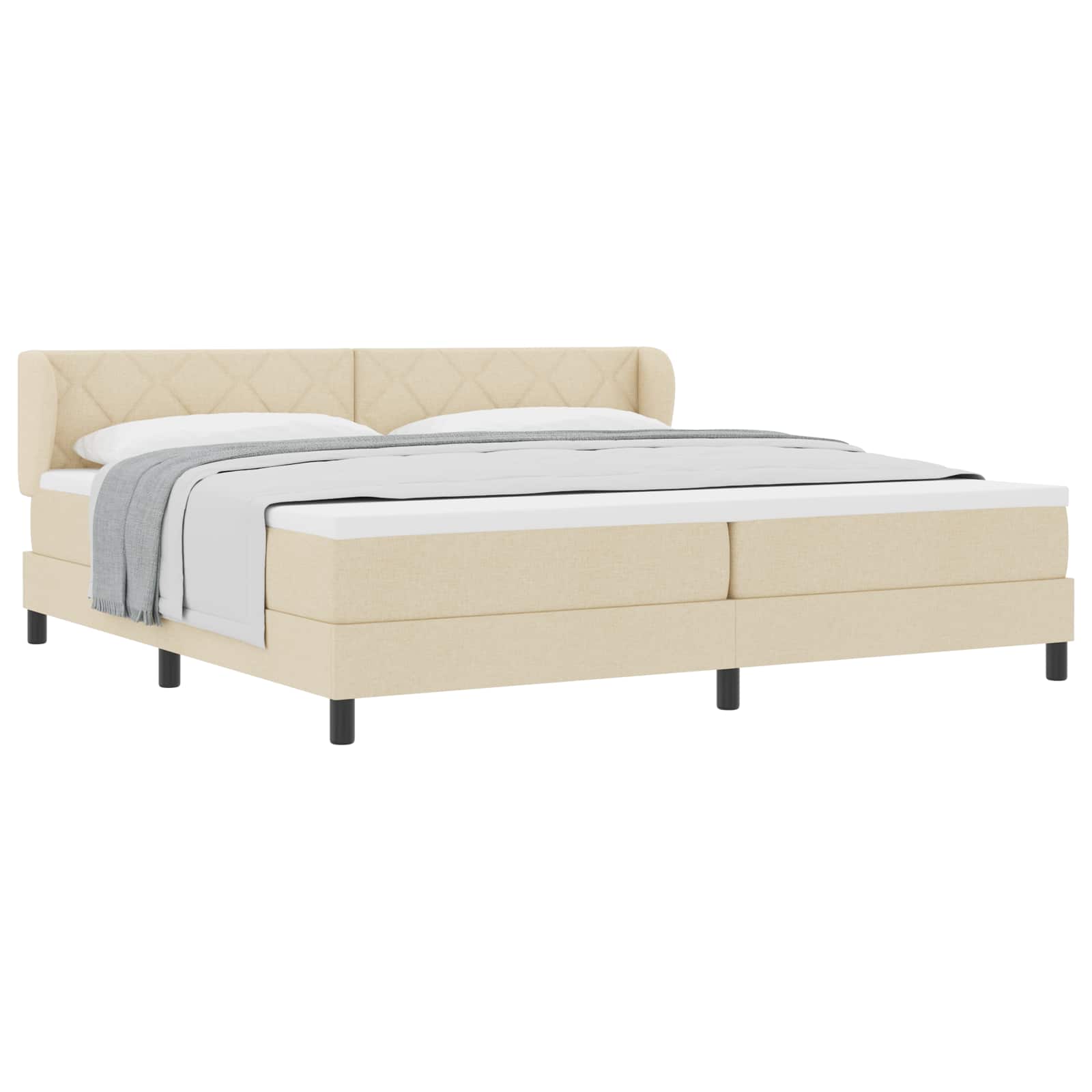 Letto a molle con testiera Crema 200 x 200 cm Tessuto | homemem39