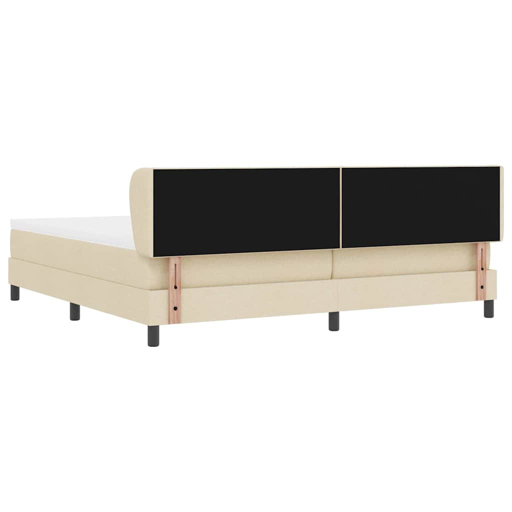 Letto a molle con testiera Crema 200 x 200 cm Tessuto | homemem39
